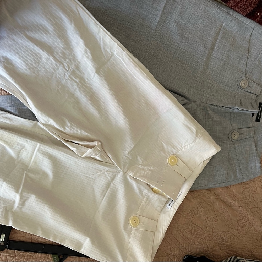 Express Editor Chino Pants – Set of 2 – Heather Gray & White Pinstripe – Size